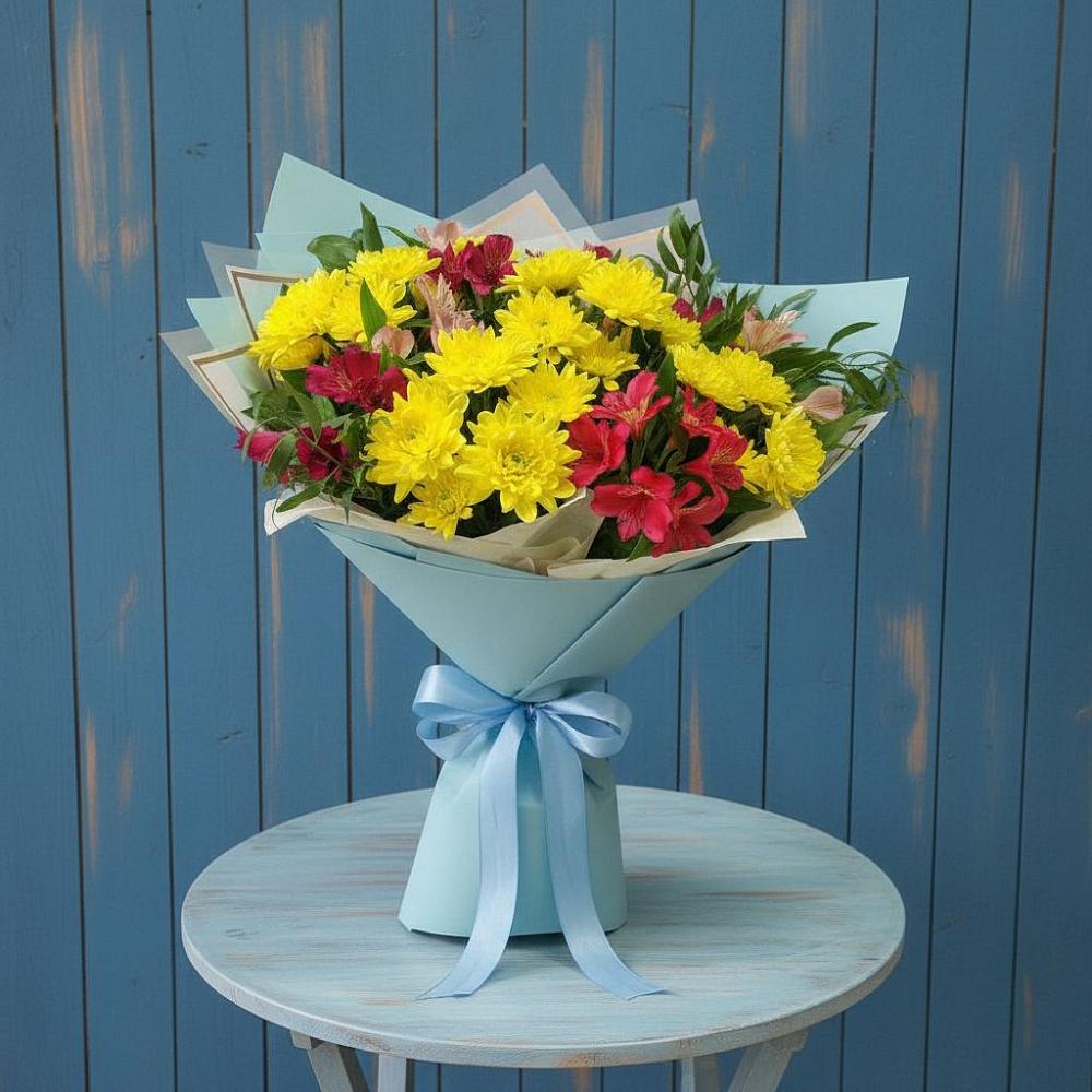Букет цветов из: Альстромерии и Хризантемы в Няндоме