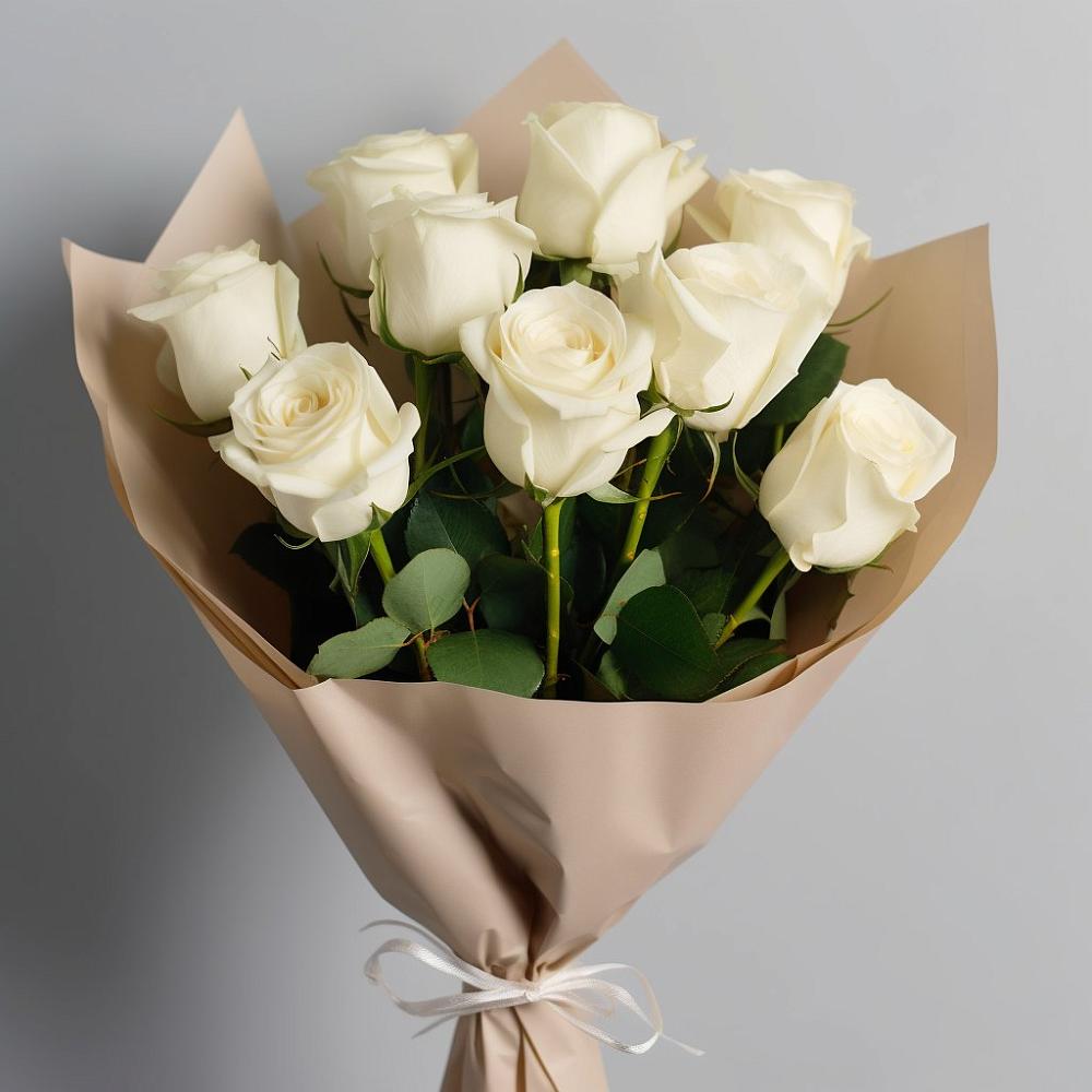 Букет 9 Белых роз Эдлесс Лав в Няндоме