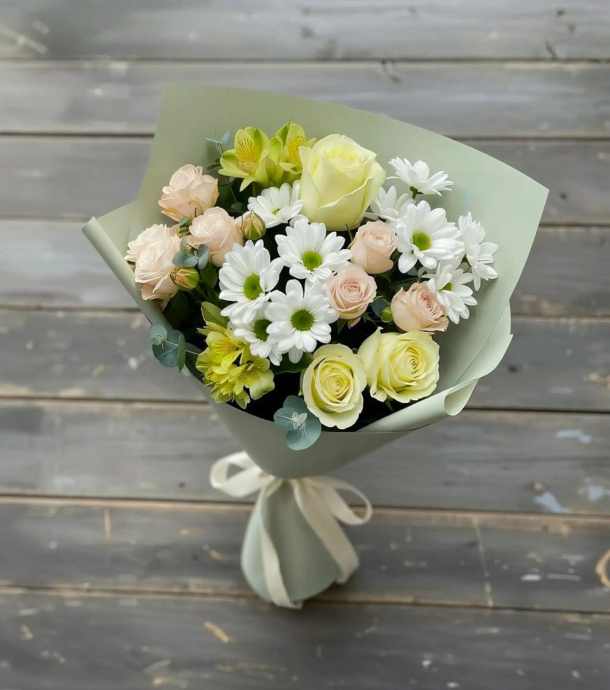Букет цветов из: Альстромерии, Розы и Хризантемы в Няндоме
