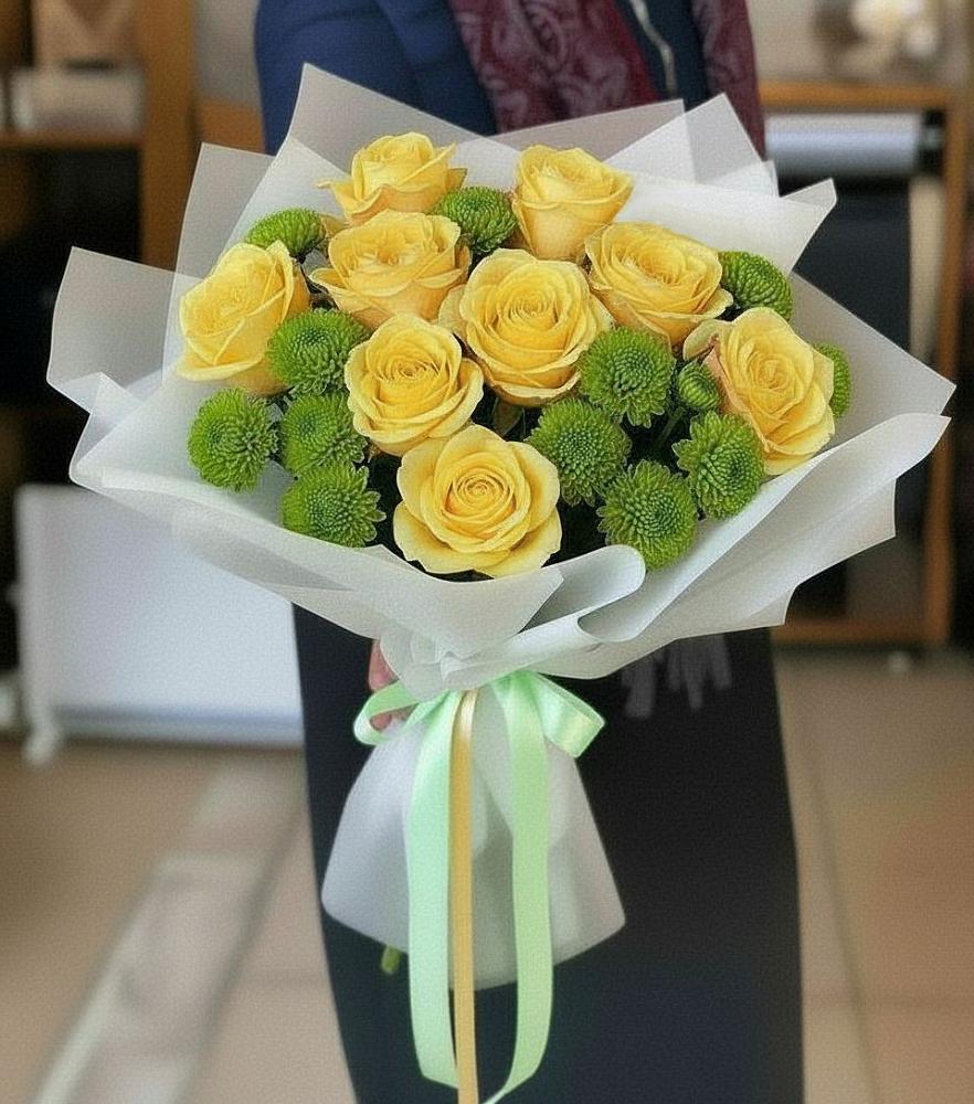 Букет цветов из: Хризантемы и Розы в Няндоме