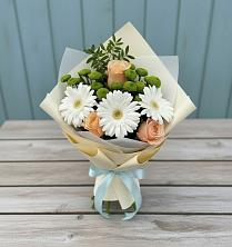 Букет цветов из:  Герберы, Розы и Хризантемы в Няндоме