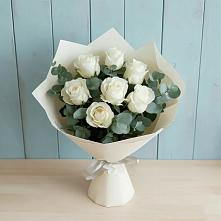 Букет Белые розы в Эвкалипте #REPLACE_PRED# Няндоме
