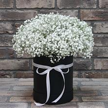 Цветочная композиция из Гипсофила в шляпной коробке в Няндоме